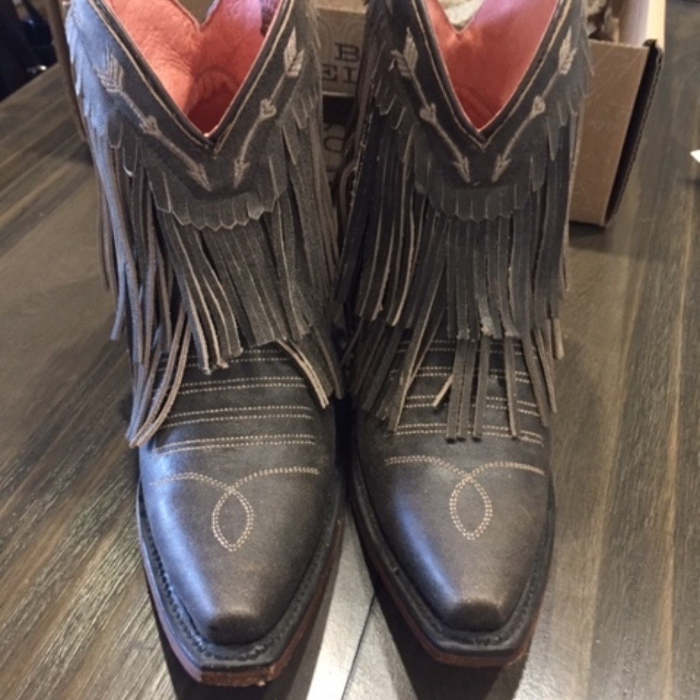 JUNK GYPSY BY LANE SPITFIRE FRINGE BROWN BOOTIE 6 - Picture 2 of 6